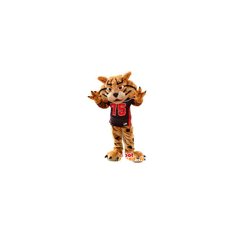 Mascot Braun und Schwarz Tiger in der Sportkleidung - MASFR21340 - Tiger Maskottchen