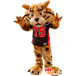 Mascot brown and black tiger in sportswear - MASFR21340 - Tiger mascots