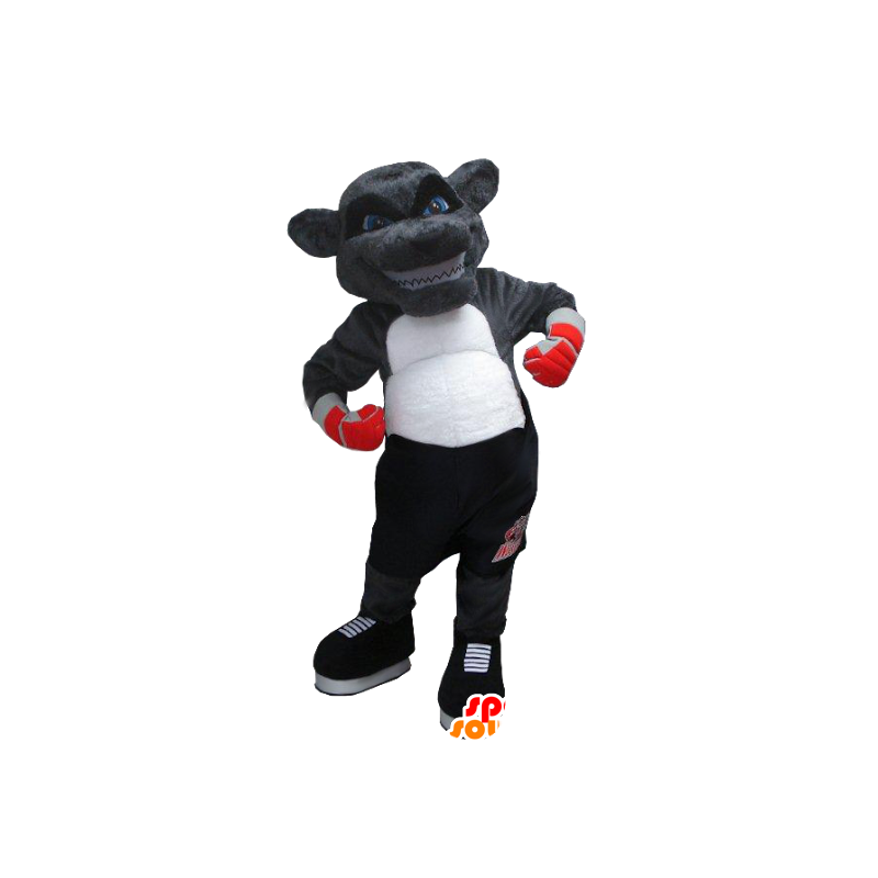 Grizzly Bear Mascot of yenne in boxer outfit - MASFR21352 - Bear mascot
