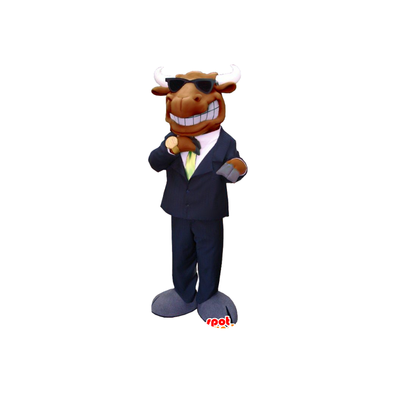 Mascot hirvi, caribou ruskea, pukeutunut puku ja solmio - MASFR21355 - Animaux de la forêt