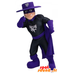 Maskotka Zorro, strój superbohatera w czerni i fioletu - MASFR21357 - superbohaterem maskotka