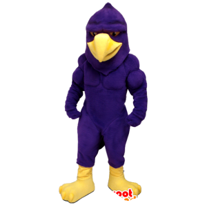 Mascot kotka, violetti ja keltainen lintu, hyvin lihaksikas - MASFR21358 - maskotti lintuja