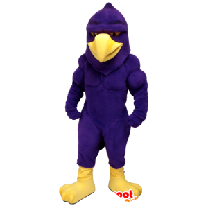 Mascotte d'aigle, d'oiseau violet et jaune, très musclé - MASFR21358 - Mascotte d'oiseaux