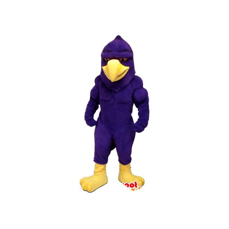 Mascotte d'aigle, d'oiseau violet et jaune, très musclé - MASFR21358 - Mascotte d'oiseaux