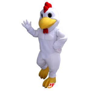 Blanco gallo mascota de pollo, rojo y amarillo gigante - MASFR21362 - Mascota de gallinas pollo gallo