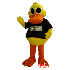Mascote pato amarelo e laranja com óculos de sol - MASFR21366 - patos mascote