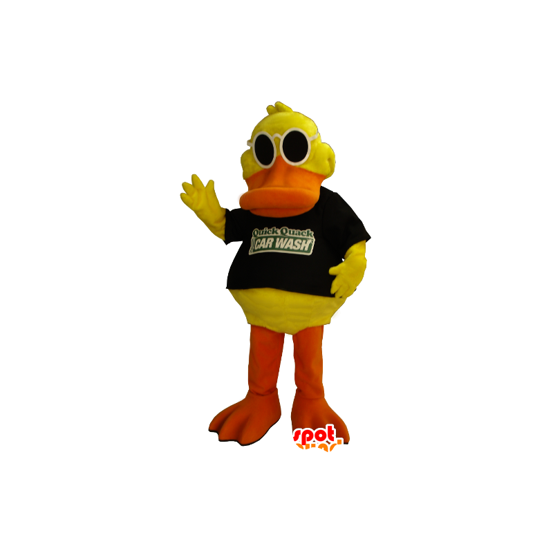 Yellow and orange duck mascot with sunglasses - MASFR21366 - Ducks mascot