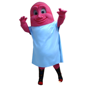 Mascot boneco rosa, monstro cor de rosa com um lençol branco - MASFR21369 - Mascotes não classificados