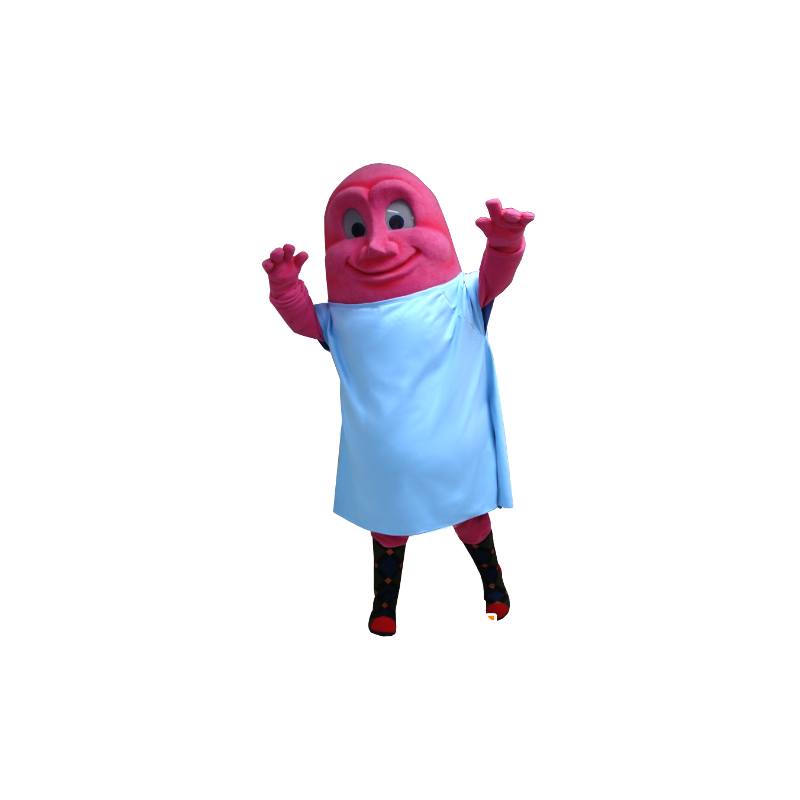 Mascot boneco rosa, monstro cor de rosa com um lençol branco - MASFR21369 - Mascotes não classificados