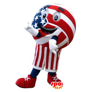 Mascotte de boule de bowling, de ballon, rouge, bleu et blanc - MASFR21370 - Mascottes d'objets