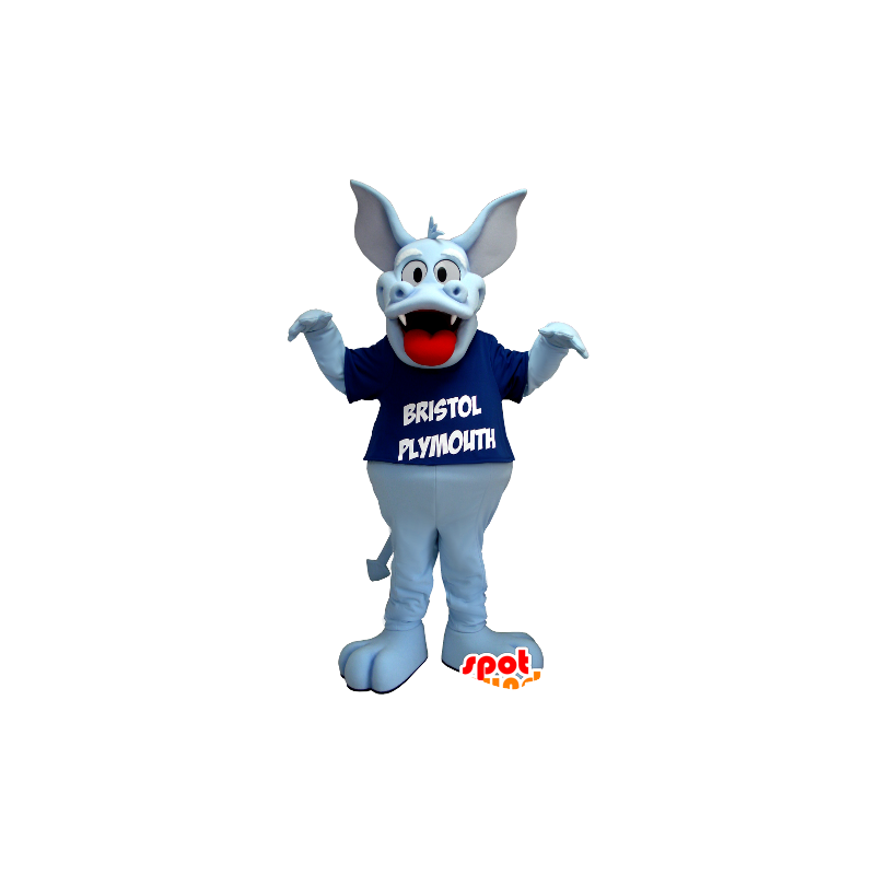 Drago azzurro mascotte, carino e accattivante - MASFR21375 - Mascotte drago