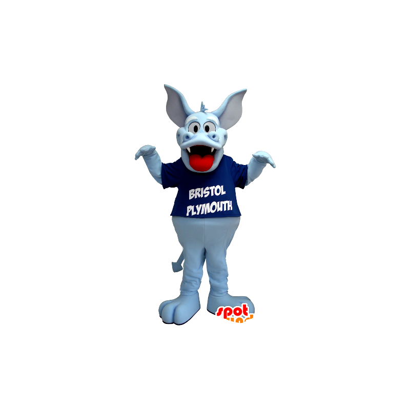 Dragon mascot light blue, cute and endearing - MASFR21375 - Dragon mascot