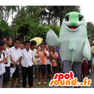 Grøn og hvid fiskemaskot, kæmpe - Spotsound maskot kostume