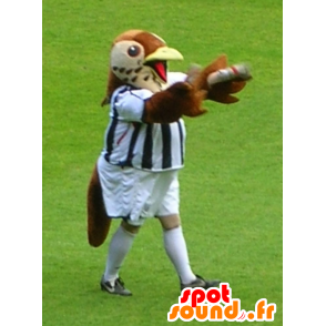 Mascotte d'oiseau marron et beige en tenue de sport - MASFR21389 - Mascotte d'oiseaux