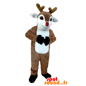Mascotte de renne, marron et blanc, d'élan, de caribou - MASFR21393 - Animaux de la forêt