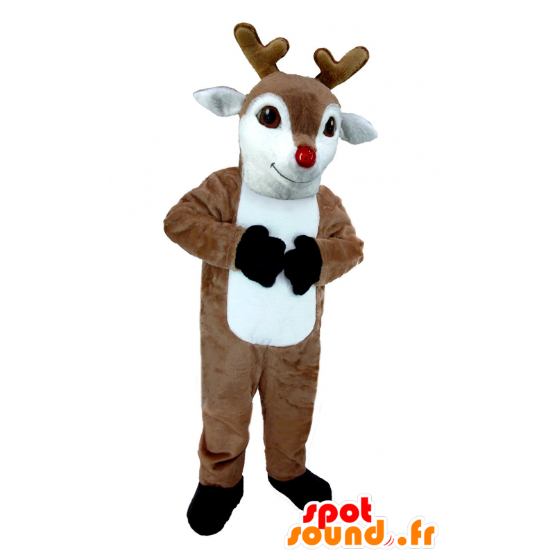 Mascotte de renne, marron et blanc, d'élan, de caribou - MASFR21393 - Animaux de la forêt