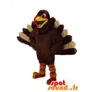 Mascotte de paon, marron et beige, géant - MASFR21395 - Mascotte d'oiseaux