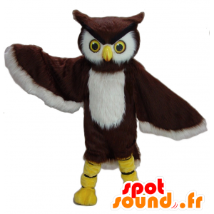 Mascotte de hibou marron et blanc - MASFR21401 - Mascotte d'oiseaux