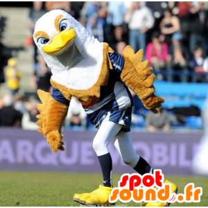 Mascotte d'oiseau, d'aigle, marron, blanc et jaune - MASFR21409 - Mascotte d'oiseaux