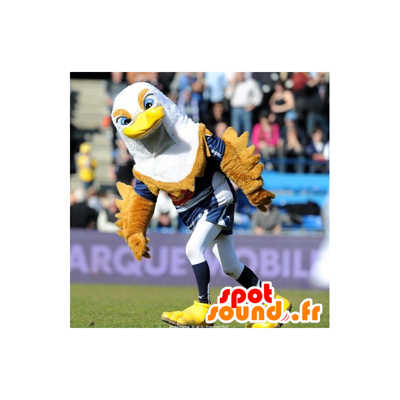Mascot lintu, kotka, ruskea, valkoinen ja keltainen - MASFR21409 - maskotti lintuja