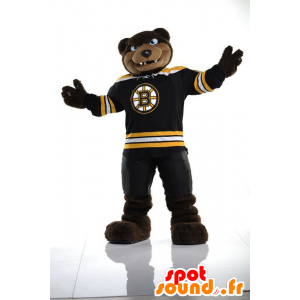 Mascotte d'ours marron à l'air féroce, en tenue de sport - MASFR21410 - Mascotte d'ours