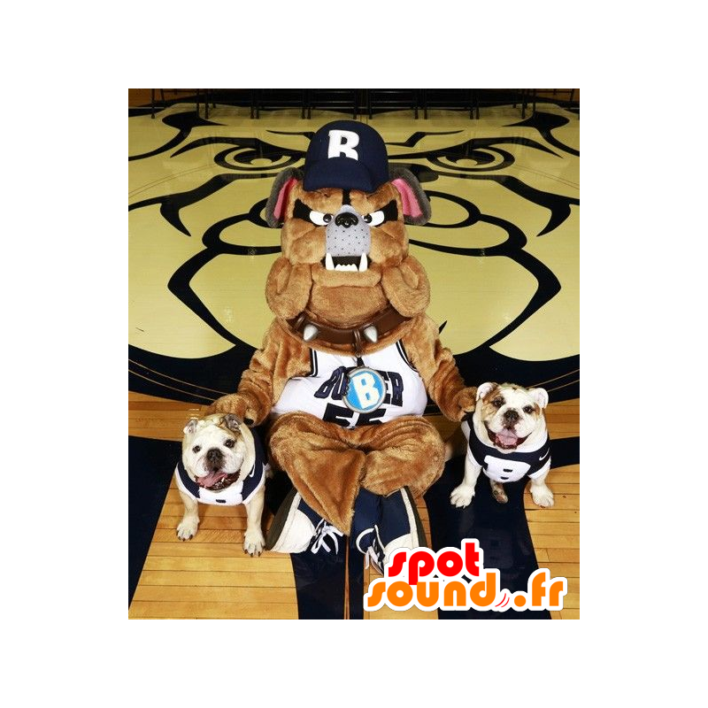 Mascot bulldog bruin, grijs en zwart, zeer realistisch - MASFR21412 - Dog Mascottes