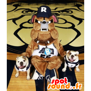 Mascot bulldog bruin, grijs en zwart, zeer realistisch - MASFR21412 - Dog Mascottes