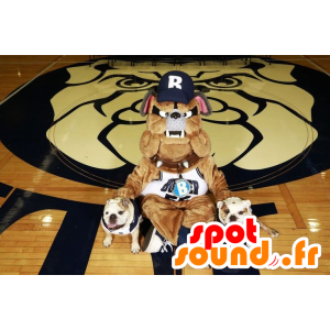 Bulldog mascot brown, gray and black, very realistic - MASFR21412 - Dog mascots