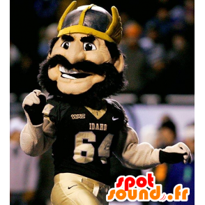 Viking mascot mustache, muscular, with a helmet on his head - MASFR21413 - Mascots of soldiers