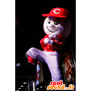 Vit och röd baseballmaskot - Spotsound maskot