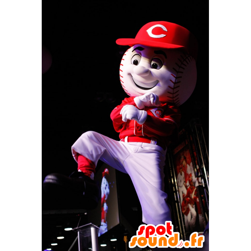 Vit och röd baseballmaskot - Spotsound maskot Vit och röd baseballmaskot - Spotsound maskot