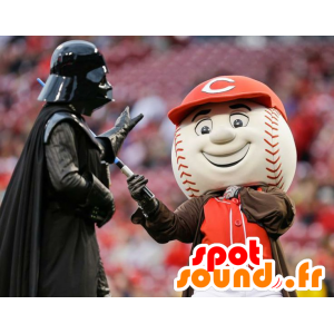 Míček maskot bílé a červené baseball - MASFR21414 - sportovní maskot
