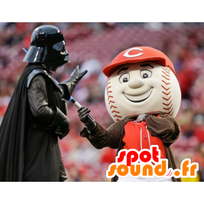 Vit och röd baseballmaskot - Spotsound maskot