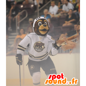 Brun bjørnemaskot i hockeyudstyr - Spotsound maskot kostume