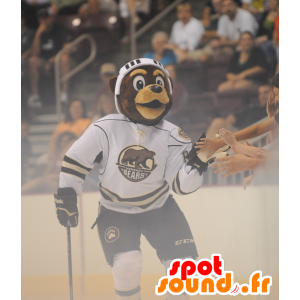 Mascotte d'ours marron en tenue de hockey - MASFR21415 - Mascotte d'ours