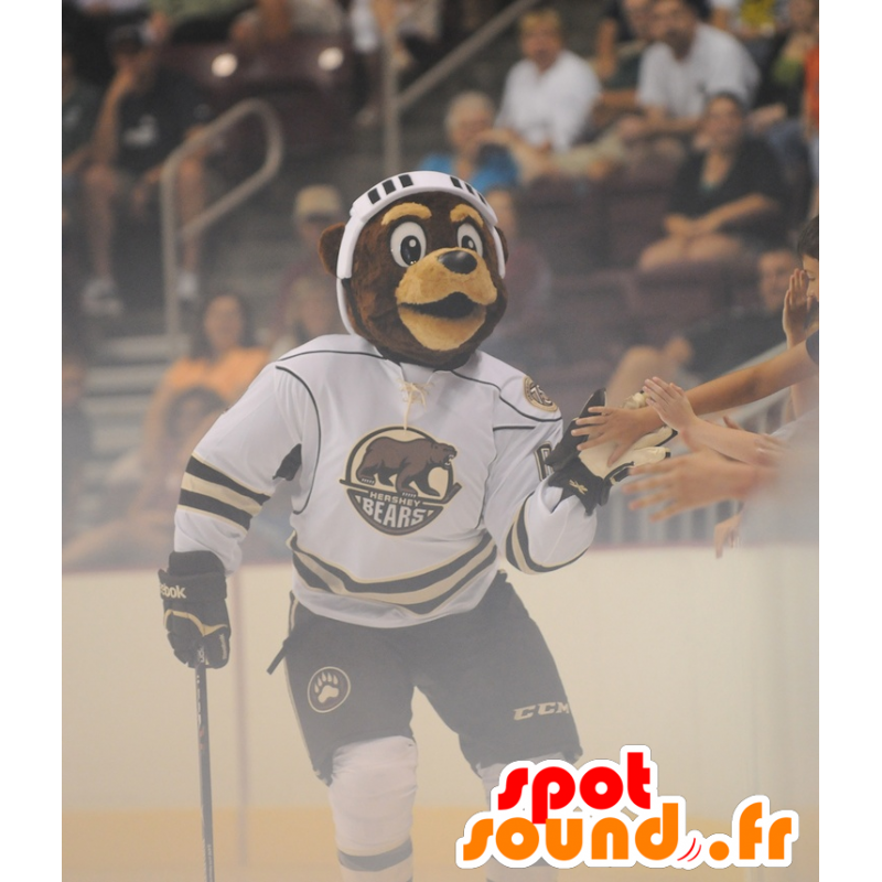 Brown bear mascot of hockey outfit - MASFR21415 - Bear mascot