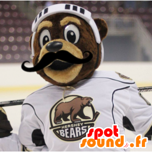 Bruine beer mascotte van hockey outfit - MASFR21415 - Bear Mascot