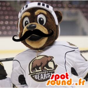 Mascotte d'ours marron en tenue de hockey - MASFR21415 - Mascotte d'ours