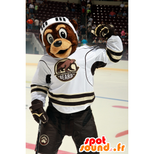 Brun bjørnemaskot i hockeyudstyr - Spotsound maskot kostume