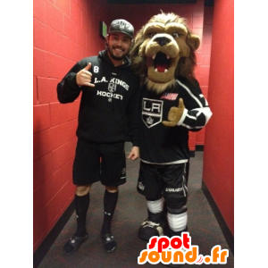 Brown mascotte leone con una grande criniera peloso - MASFR21418 - Mascotte Leone