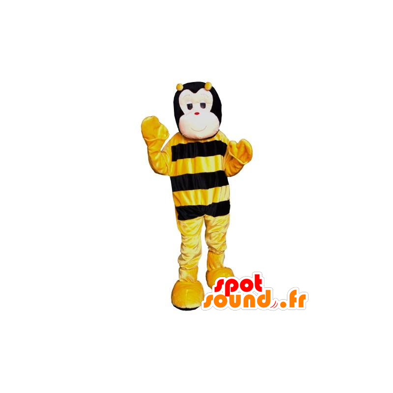 Mascotte d'abeille noire et jaune, mignonne - MASFR21426 - Mascottes Abeille