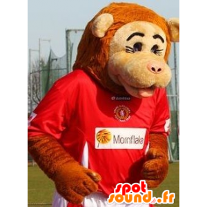 Beige und Orange Affe-Maskottchen in der Sportkleidung - MASFR21428 - Maskottchen monkey