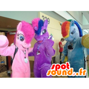 3 μασκότ Unicorns, πολύχρωμα πόνυ - MASFR21429 - μασκότ άλογο
