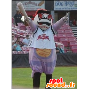 Palla mascotte gigante baseball, bianco, nero e rosso - MASFR21431 - Mascotte sport