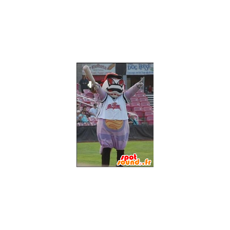 Palla mascotte gigante baseball, bianco, nero e rosso - MASFR21431 - Mascotte sport Palla mascotte gigante baseball, bianco, nero e rosso - MASFR21431 - Mascotte sport