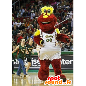Red and yellow plush mascot in sportswear - MASFR21435 - Sports mascot