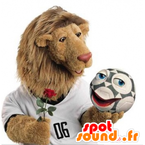Lion Maskottchen mit einem großen haarigen Mähne - MASFR21439 - Löwen-Maskottchen