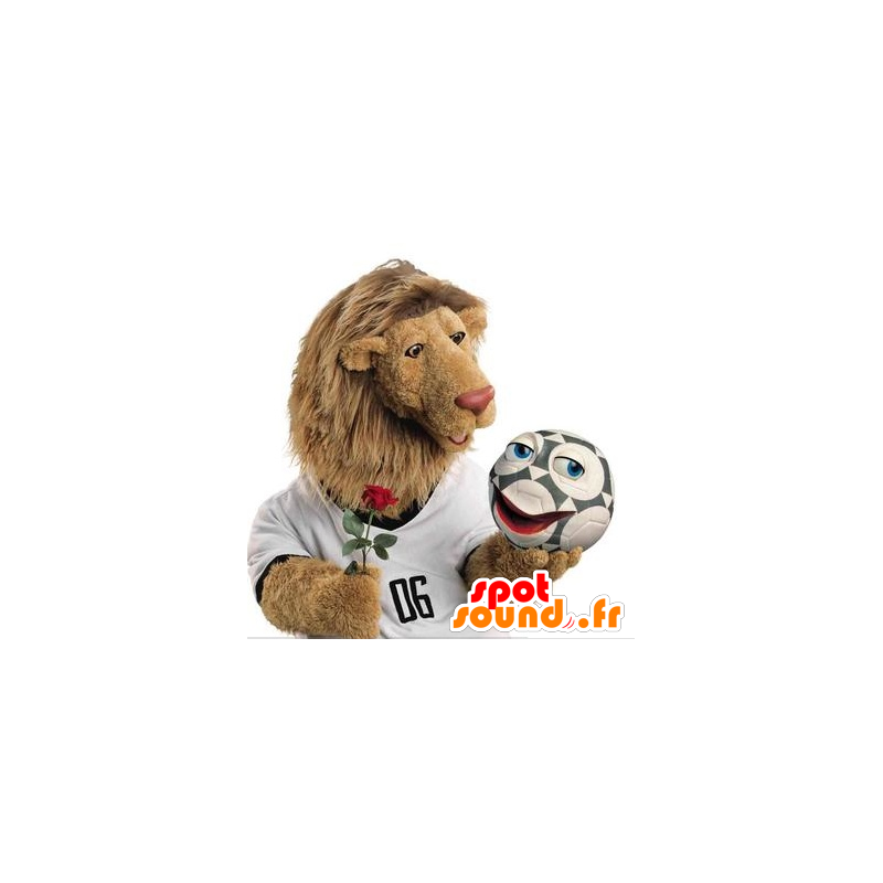 Leijona maskotti isolla karvainen harja - MASFR21439 - Lion Maskotteja