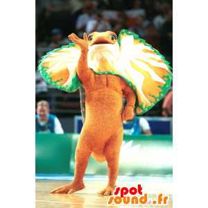 Oranssi dinosaurus maskotti, vihreä ja valkoinen - MASFR21441 - Dinosaur Mascot
