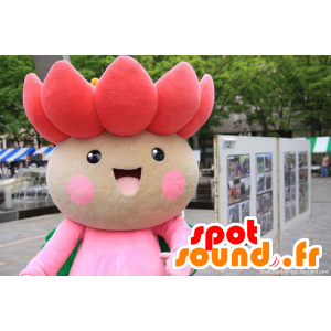 Mascot rosa e flor verde, lótus - MASFR21446 - plantas mascotes